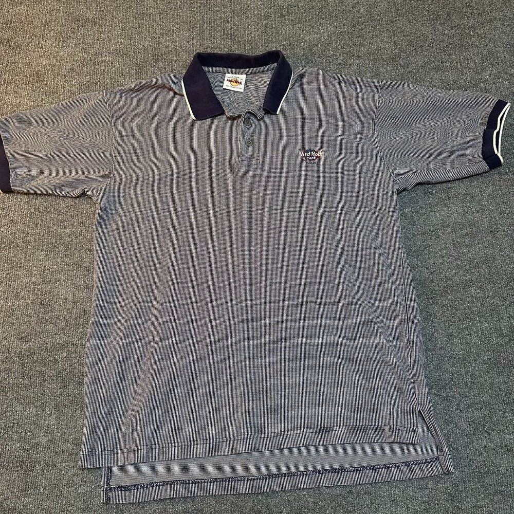 Vintage Hard Rock Cafe ROME Gray Cotton Short Sleeve Mens Polo Shirt Large L